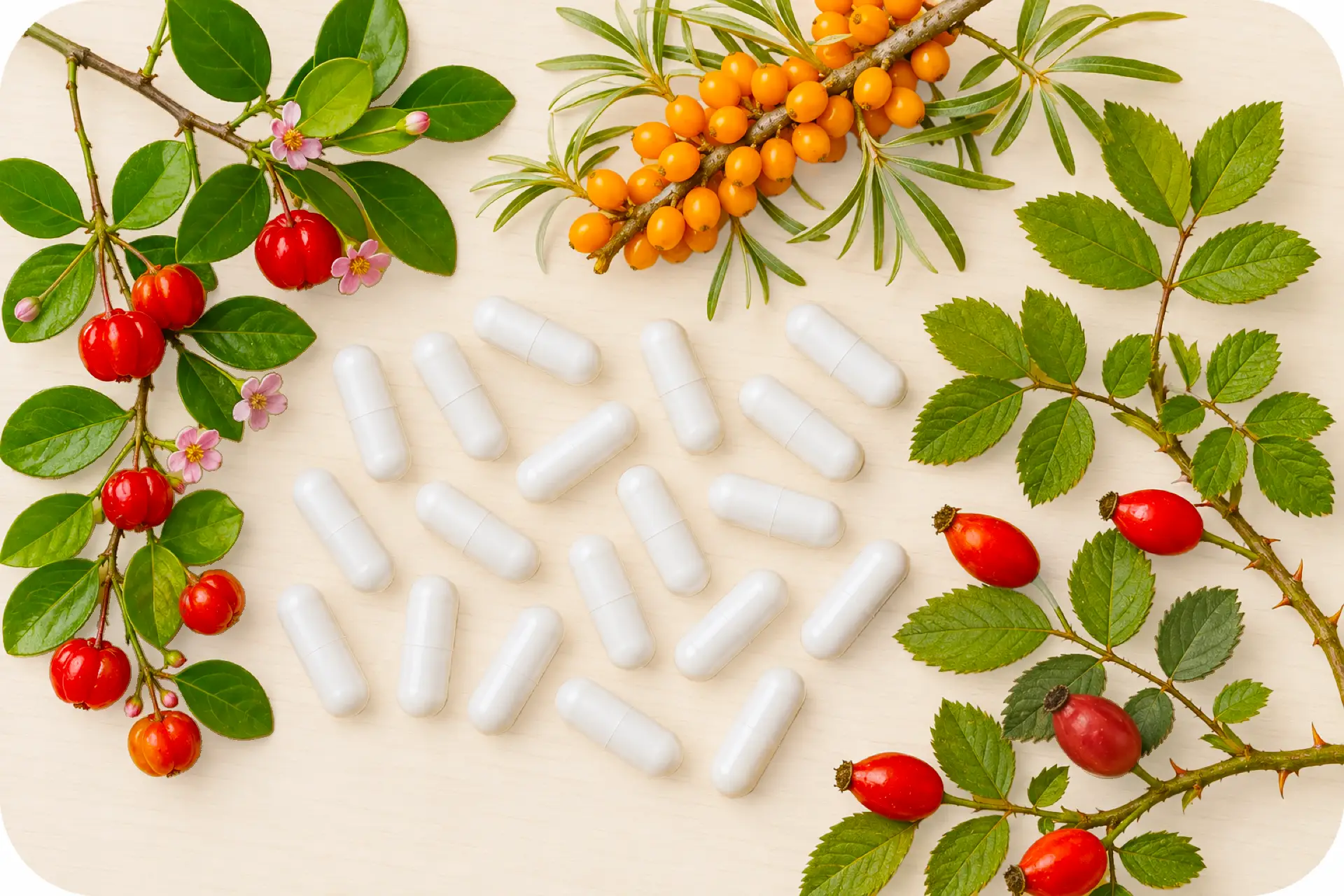 VitaminCmulti Kapseln mit Acerola-Kirsche, Hagebutte und Sanddorn