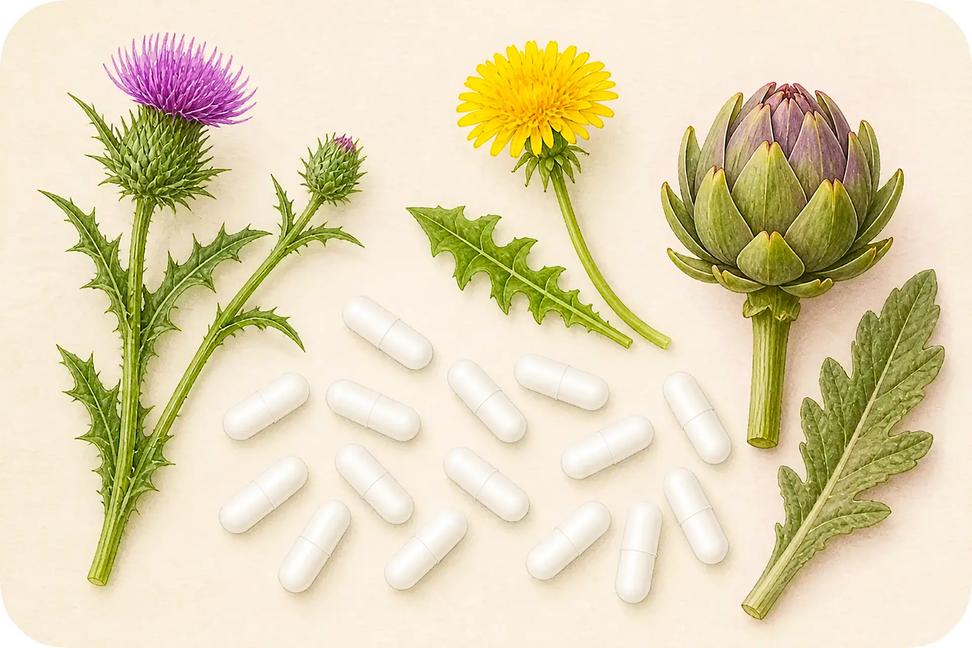 Weiße Heparform Kapseln mit Mariendistel, Löwenzahn und Artischocke