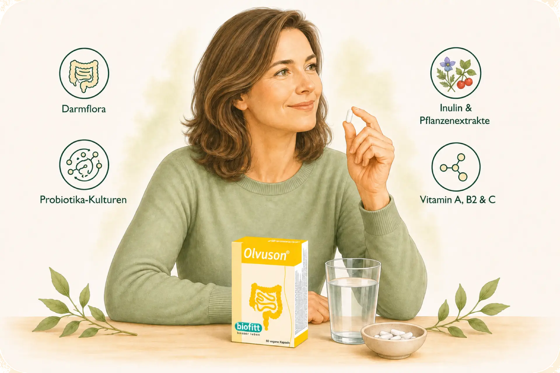 Olvuson Kapseln von biofitt zur Ergänzung von Darmflora und Mikrobiom
