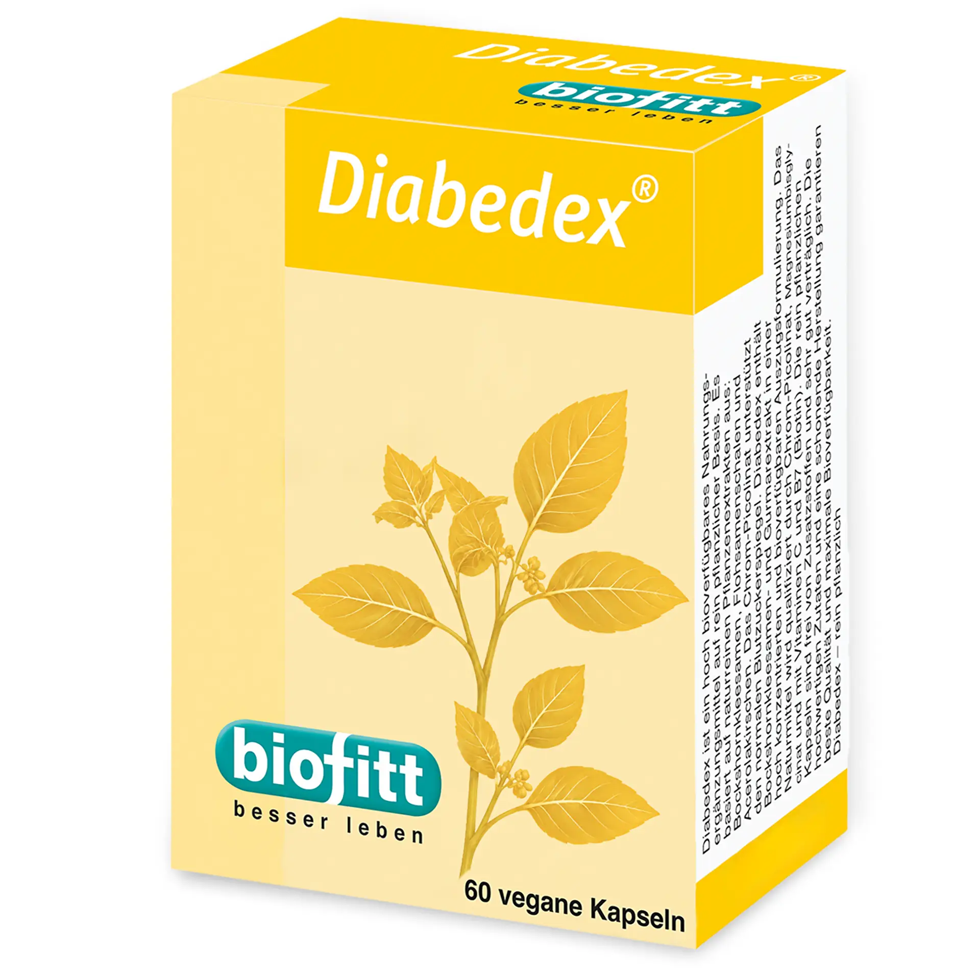 Diabedex Blutzuckerspiegel-Komplex von biofitt – Packung mit 60 veganen Kapseln