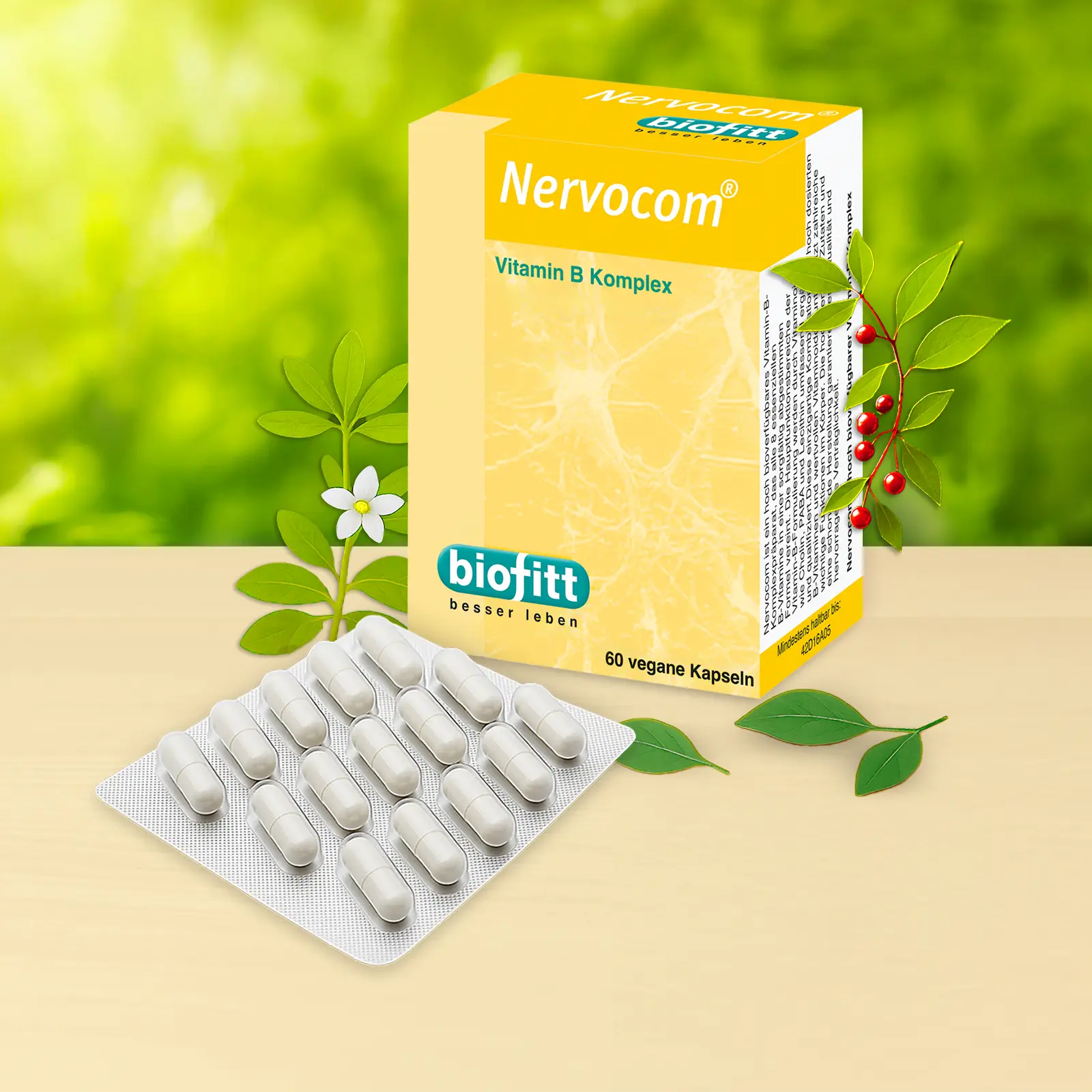 Nervocom Vitamin-B-Komplex von biofitt – Produktabbildung