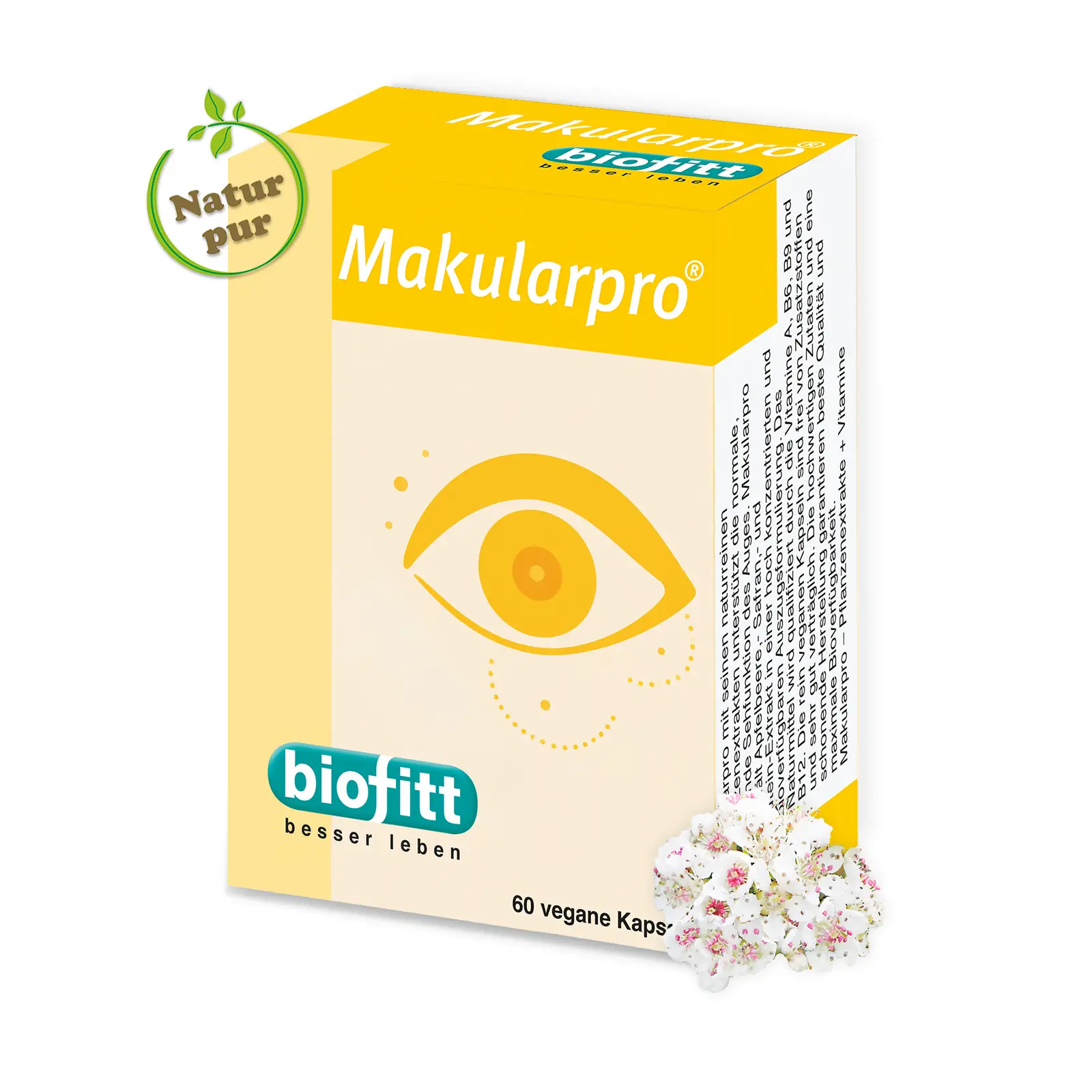 Produktabbildung der biofitt Makularpro Kapseln für Makula, Retina und Sehkraft.