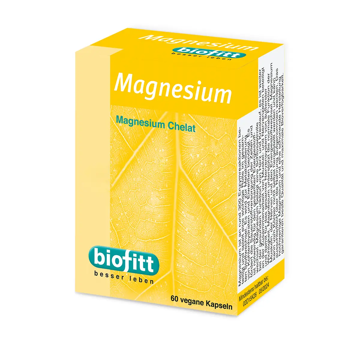 Biofitt Magnesium-Kapseln mit Magnesiumbisglycinat als Produktpackung
