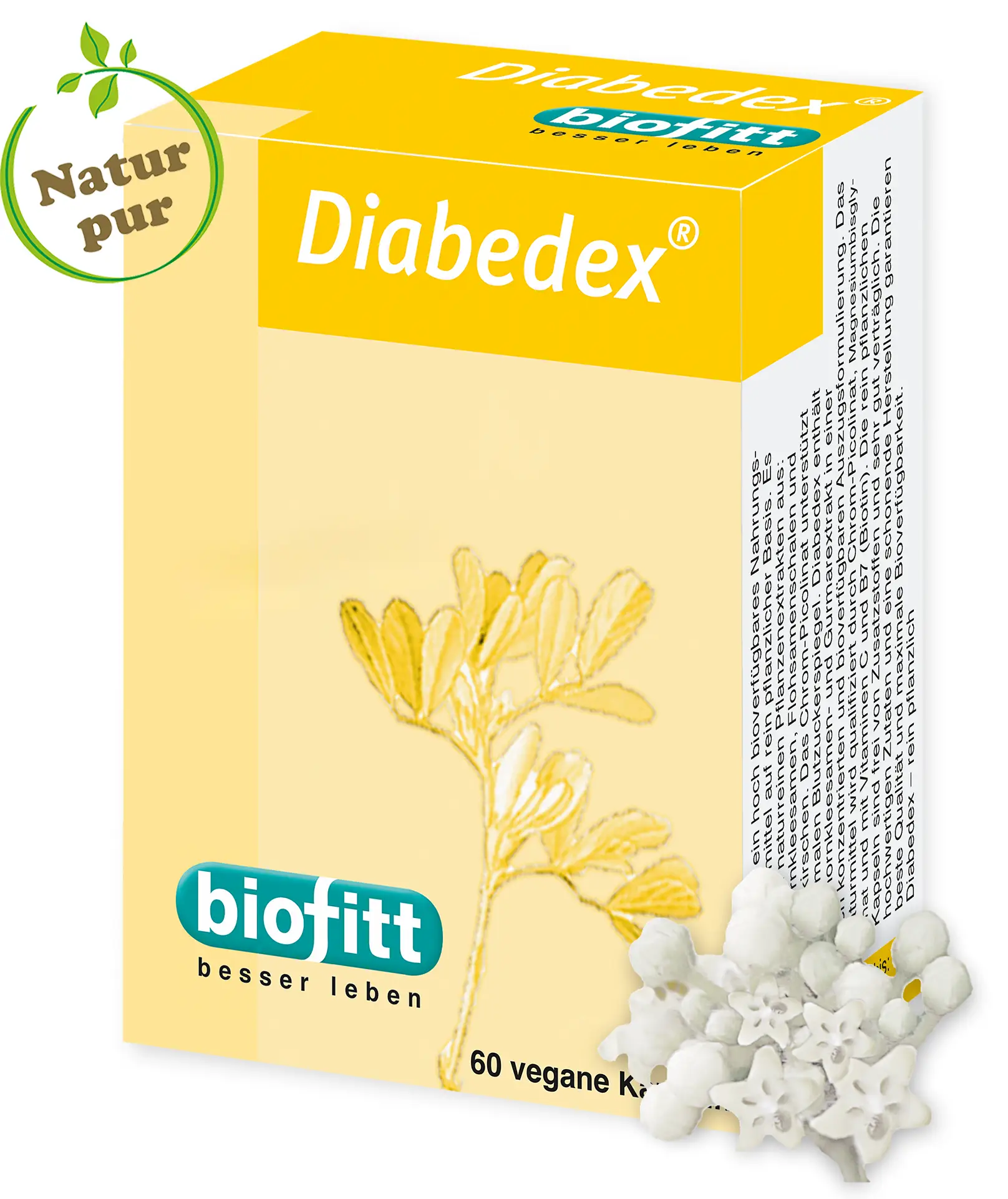 Diabedex Blutzuckerspiegel-Komplex von biofitt – Packung mit 60 veganen Kapseln
