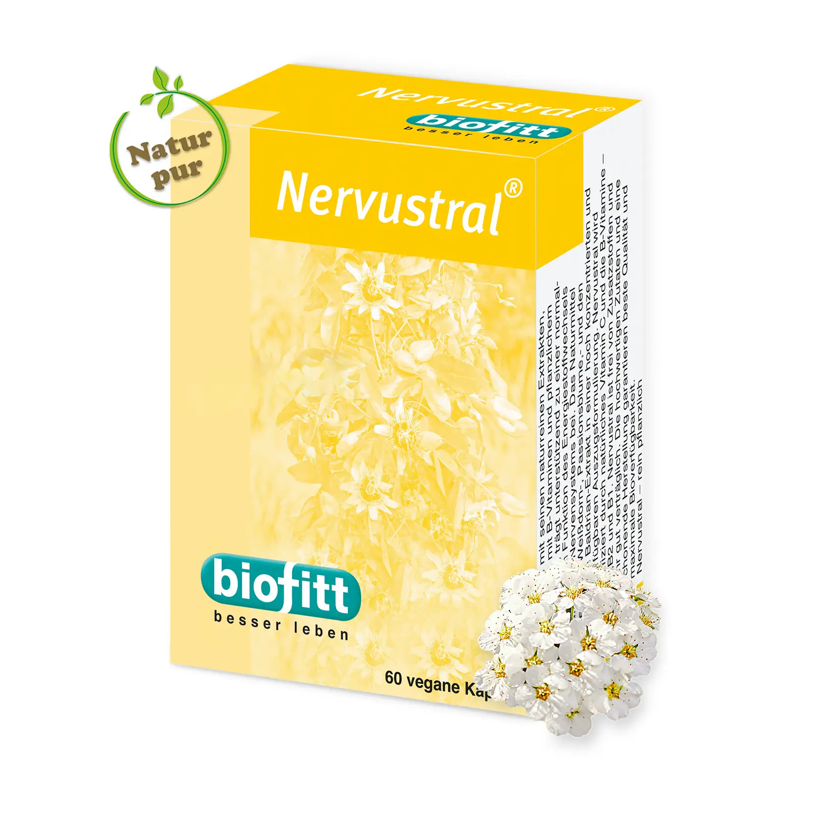 Nervustral Produktpackung mit weißen Kapseln