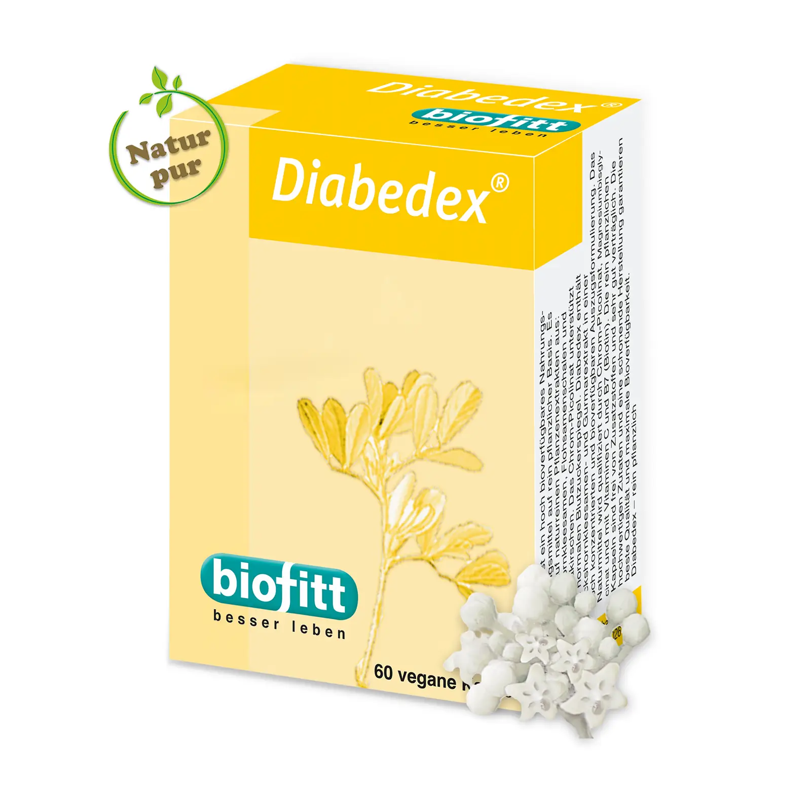Diabedex Produktpackung mit weißen Kapseln